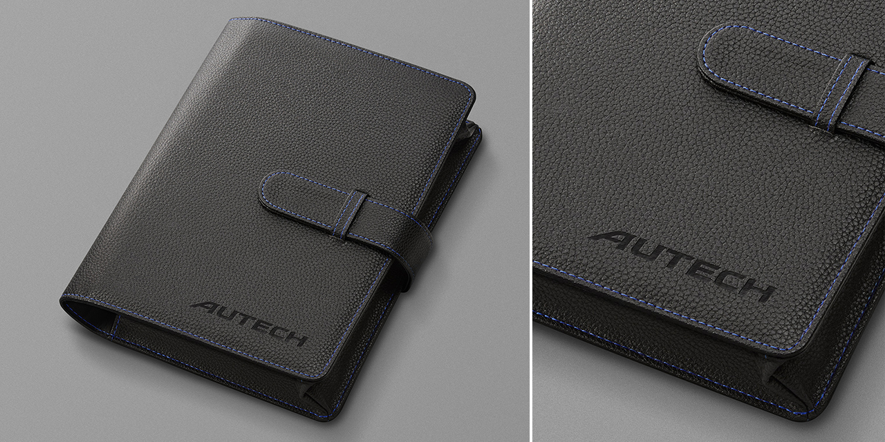 AUTECH車検証ケース(ブラック／ブルーステッチ､「AUTECH」ロゴ入り､A6サイズ車検証対応)